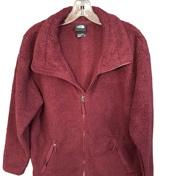 🧣 The North Face Sherpa Fleece Jacket XL | Maroon Wine | Zip Pockets - Picture 2 of 7